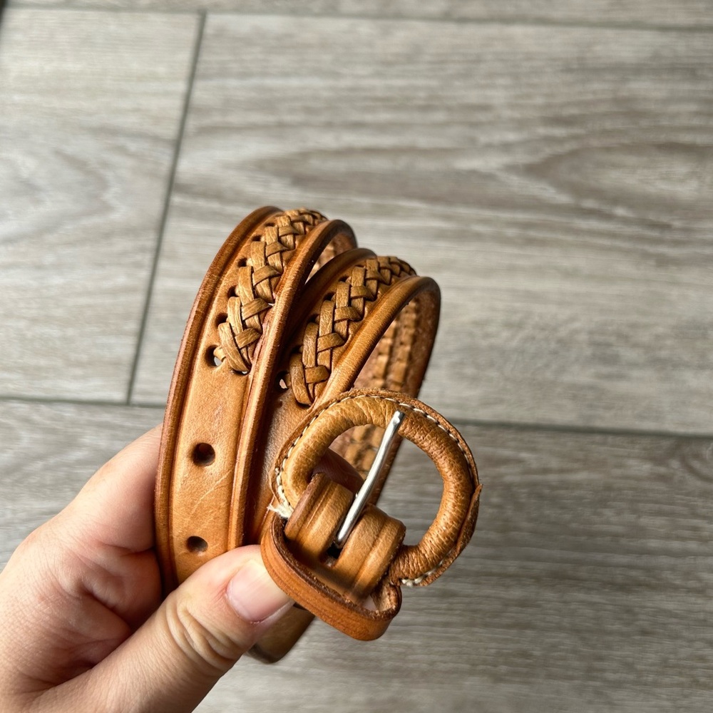 Vintage Mexico Western Style Braided Embossed Leather Belt
